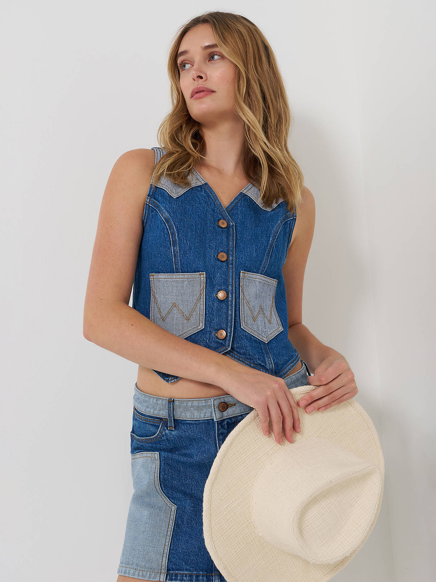Wrangler Color Block Denim Vest - Image 4