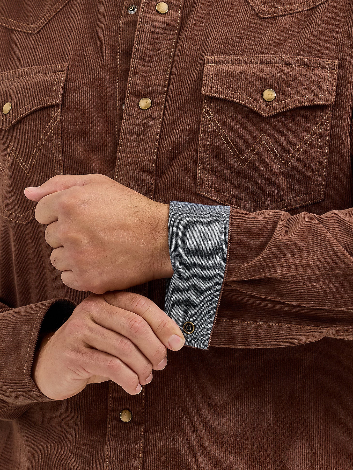 Wrangler Corduroy Chocolate Snap Up - Image 2