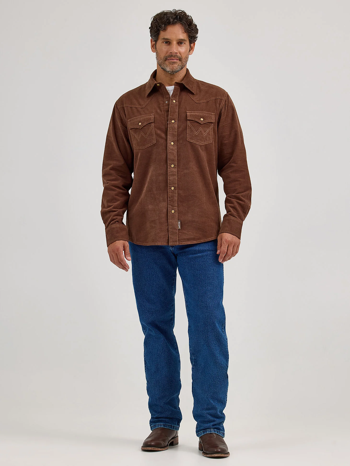 Wrangler Corduroy Chocolate Snap Up - Image 3