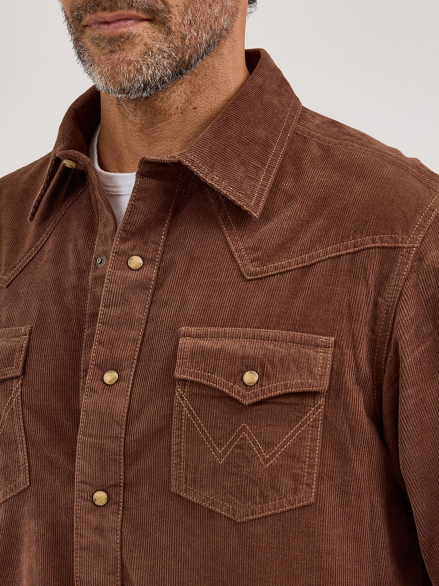 Wrangler Corduroy Chocolate Snap Up - Image 5