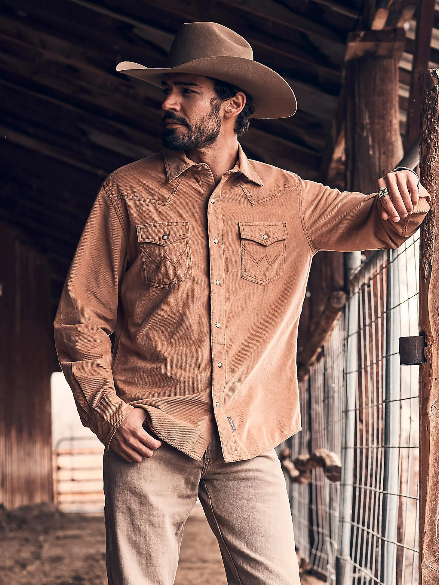 Wrangler Corduroy Snap Up Sandy - Image 2