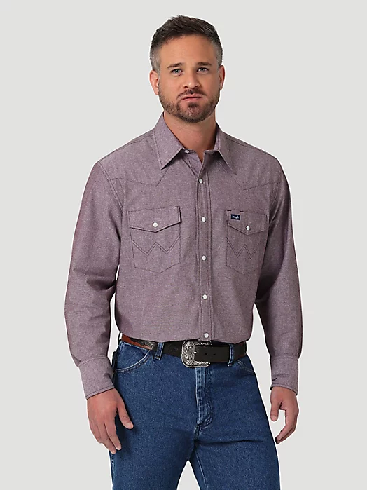 Final Sale ✨ Wrangler Cowboy Cut Chambray Snap Up - Image 3