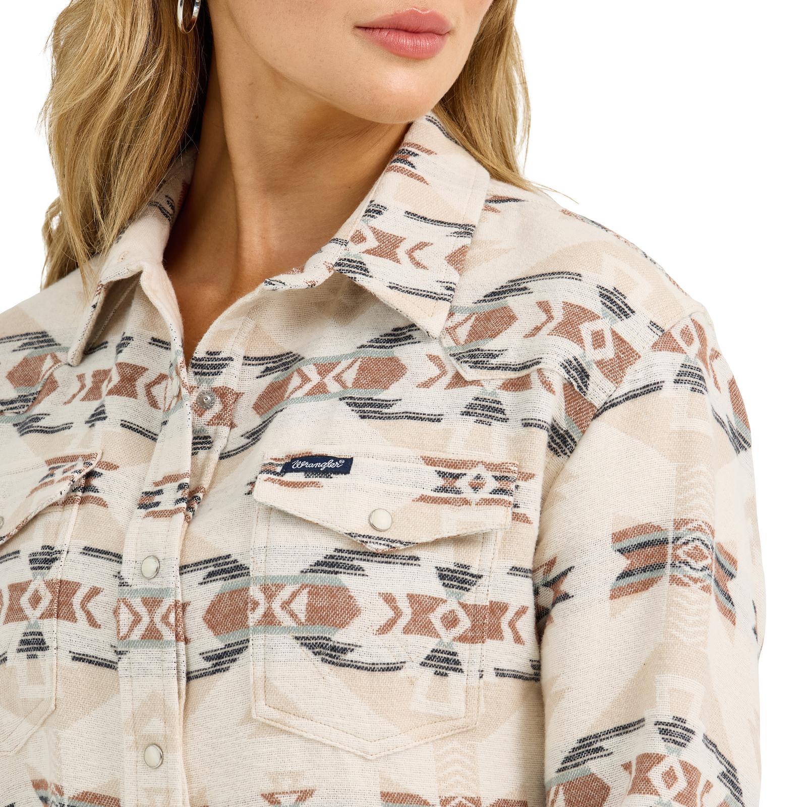 Wrangler Cream & Whiskey Women's Shirt Jacket - Image 2