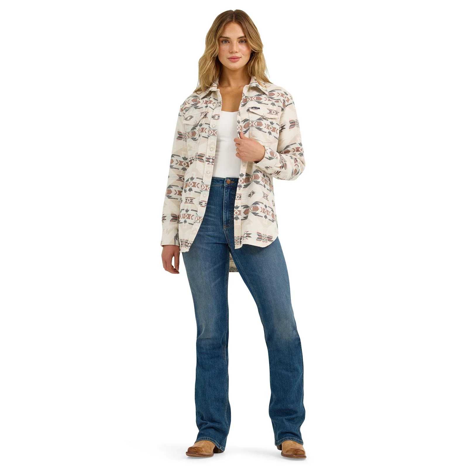 Wrangler Cream & Whiskey Women's Shirt Jacket - Image 3