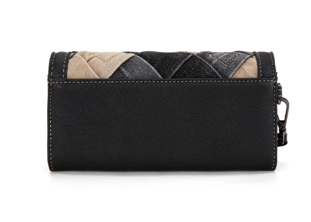 Wrangler Denim Woven Tri-Fold Wristlet/Wallet -Black - Image 2