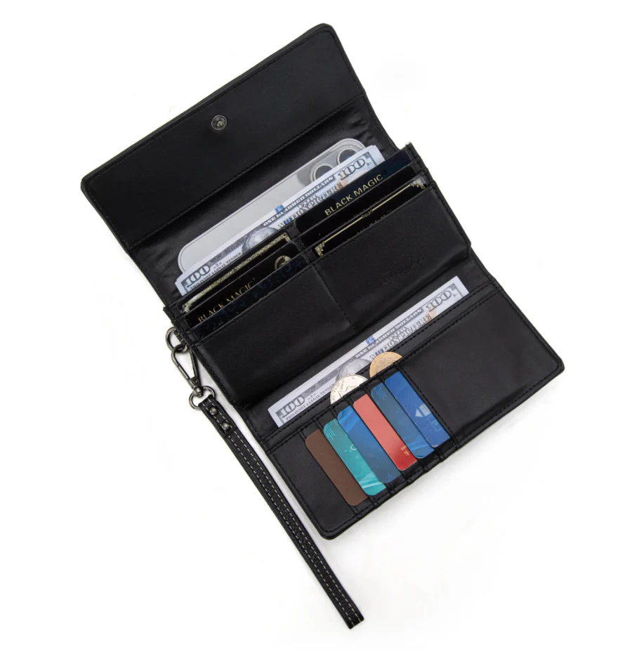 Wrangler Denim Woven Tri-Fold Wristlet/Wallet -Black - Image 3