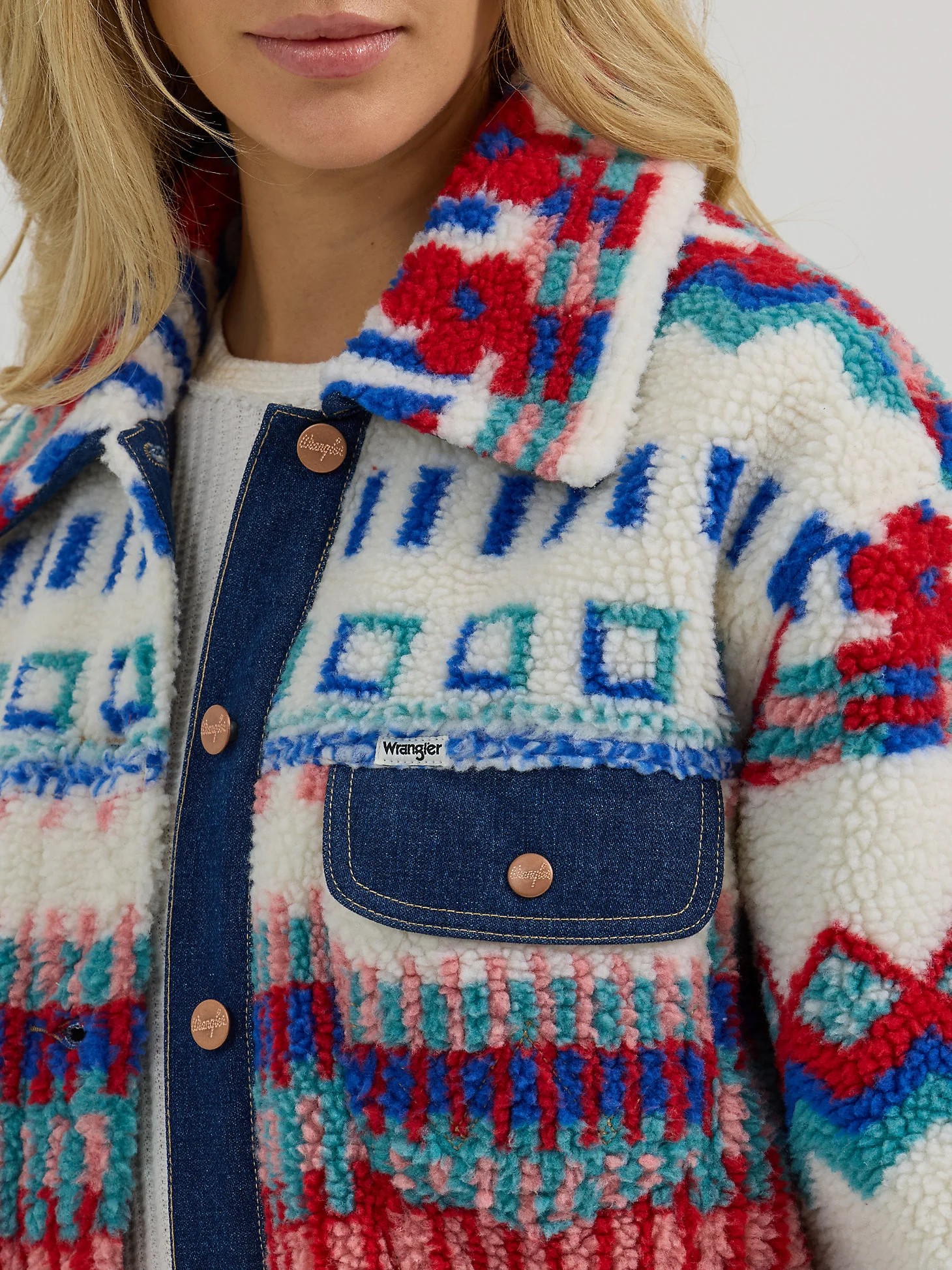 Wrangler Fun Floral Sherpa Trucker Jacket - Image 4