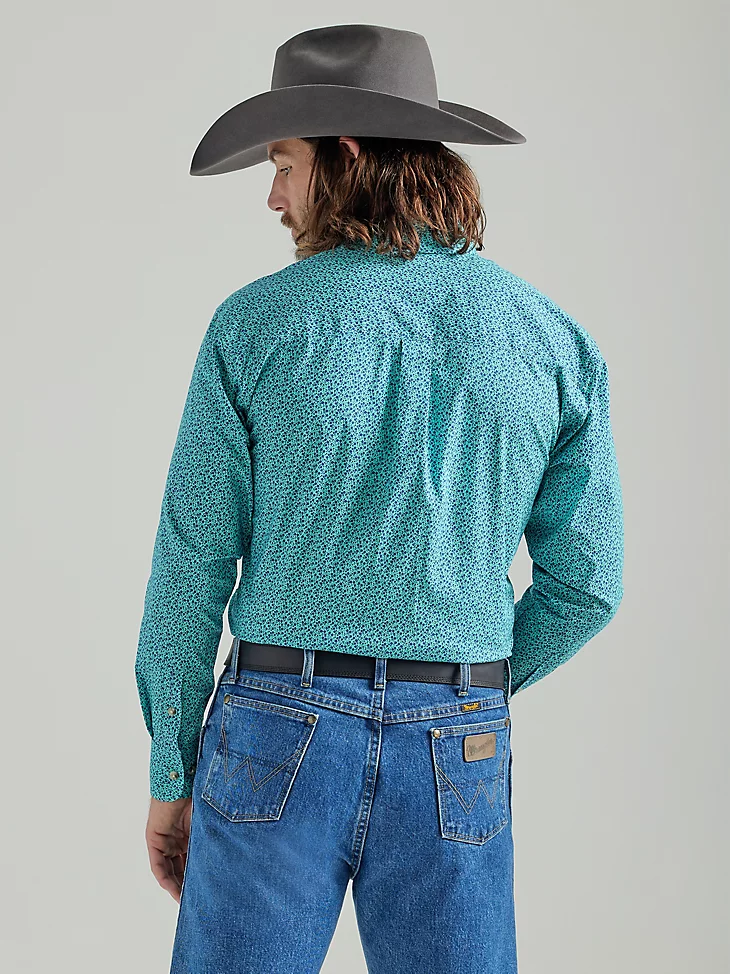 Final Sale ✨ Wrangler George Strait Button Teal Flowers - Image 2