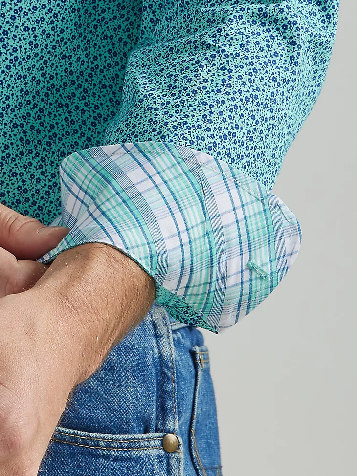 Final Sale ✨ Wrangler George Strait Button Teal Flowers - Image 3