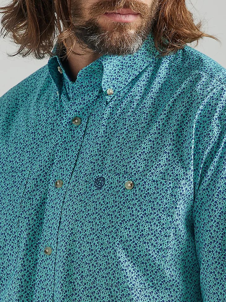 Final Sale ✨ Wrangler George Strait Button Teal Flowers - Image 4