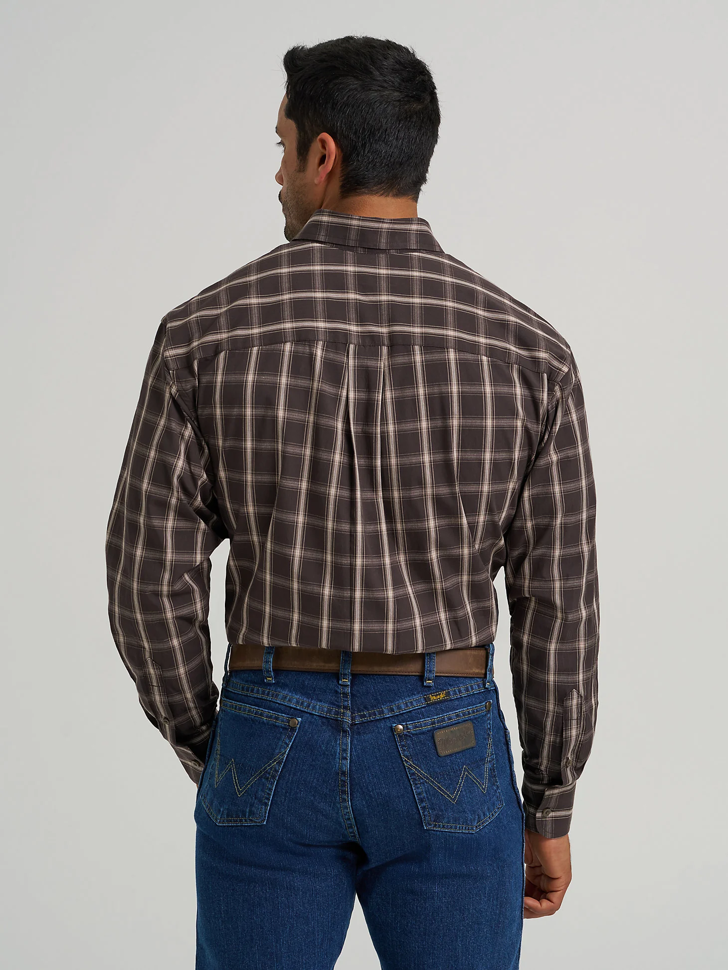Wrangler George Strait Coffee Plaid Men's Button Up - Image 3
