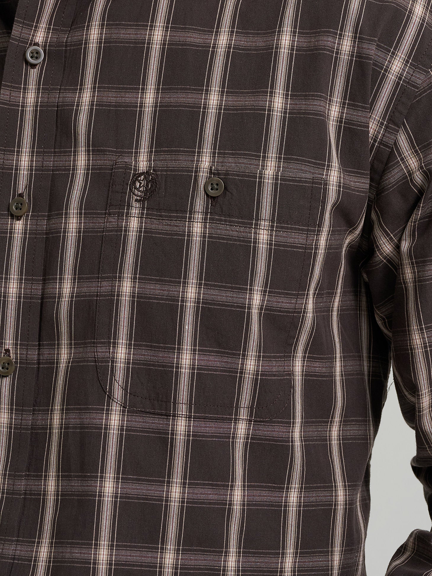 Wrangler George Strait Coffee Plaid Men's Button Up - Image 4