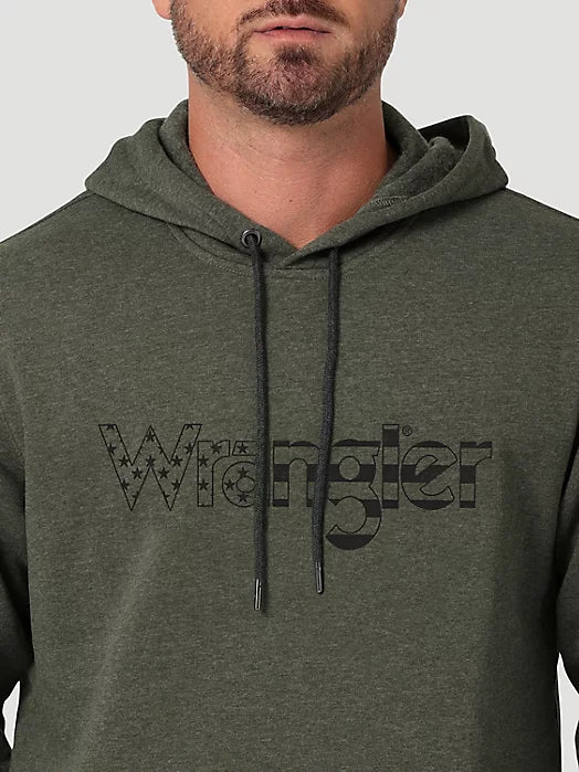 Final Sale ✨ Wrangler Green Stars and Stripes Logo Hoodie - Image 2