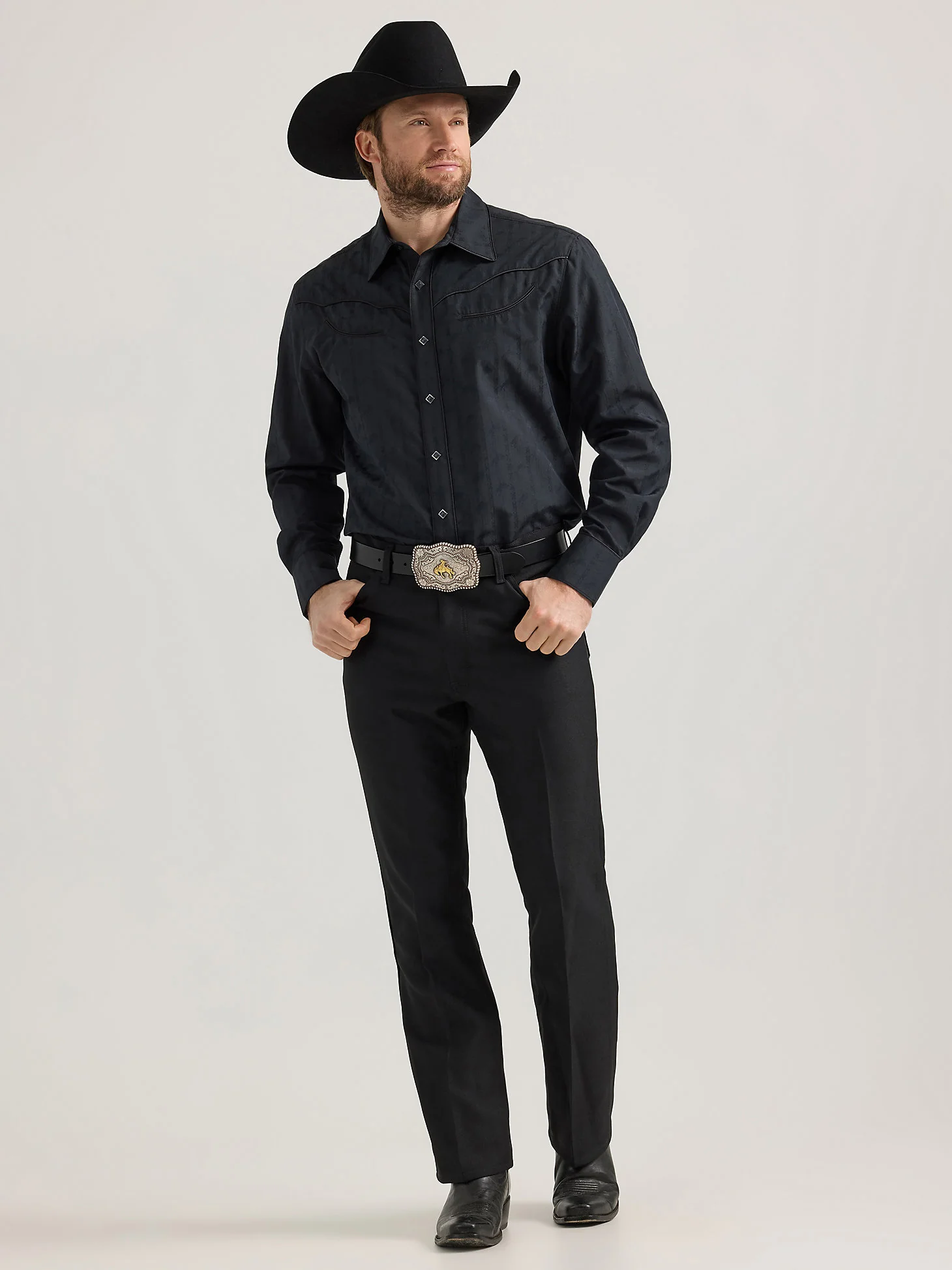 Wrangler Johnny Men's Black Dress Snap Up - Image 4