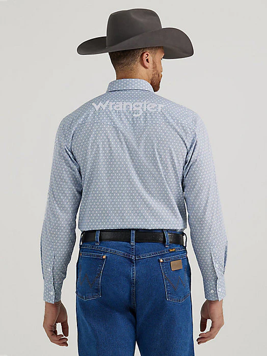 Wrangler Logo Pale Blue Men's Button Up - Image 2