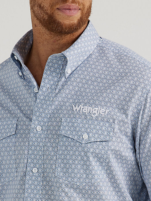 Wrangler Logo Pale Blue Men's Button Up - Image 3