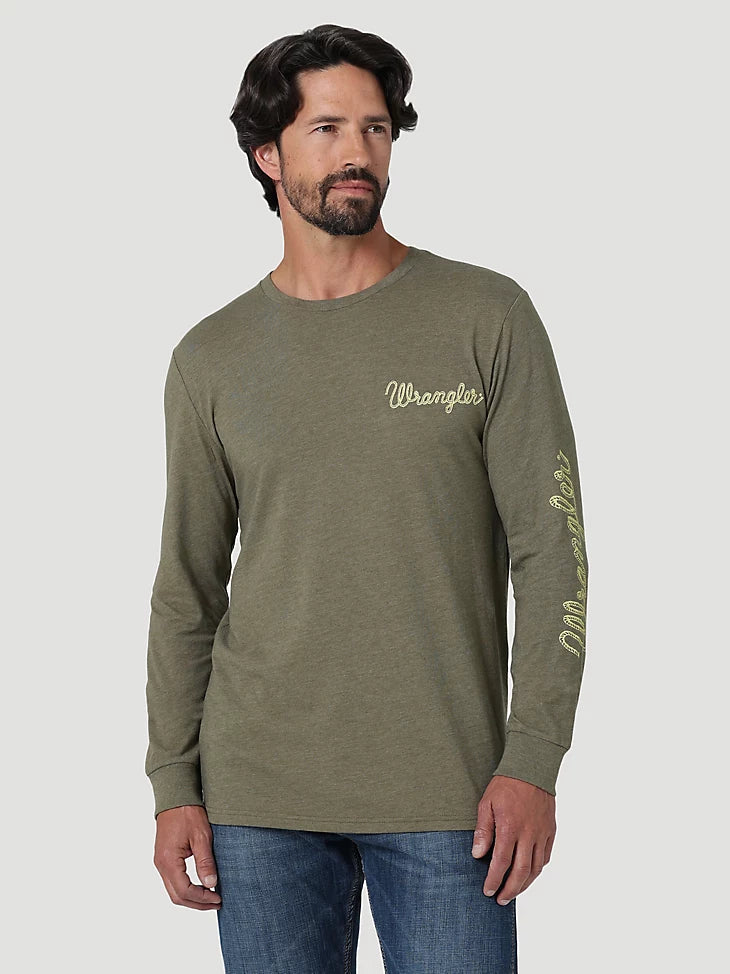 Final Sale ✨ Wrangler Olive Rope Logo Long Sleeve