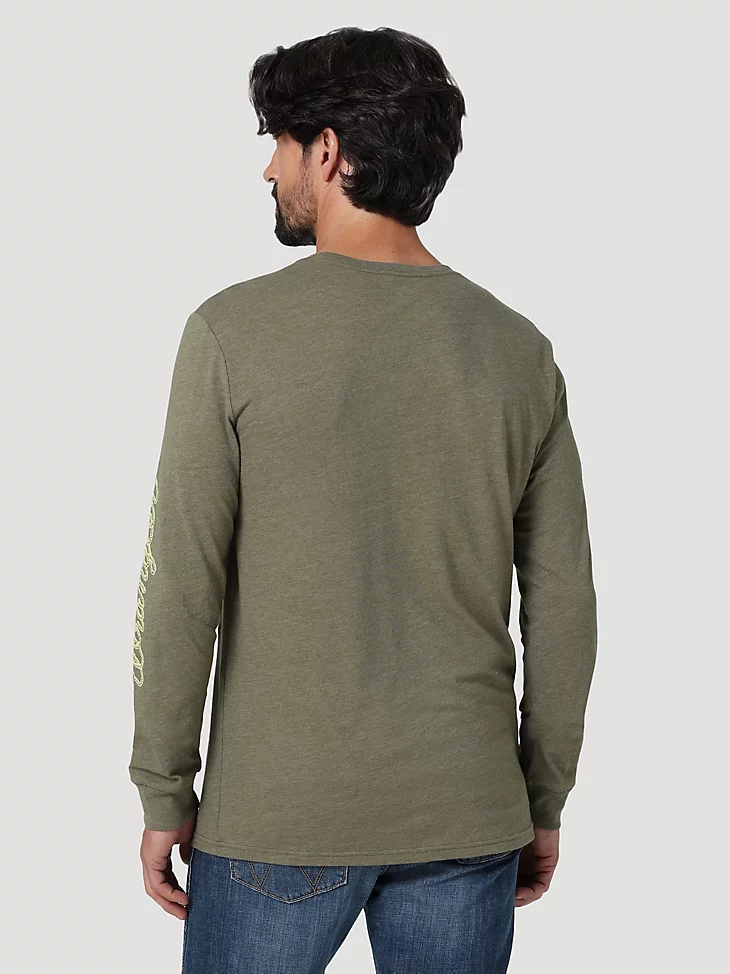 Final Sale ✨ Wrangler Olive Rope Logo Long Sleeve - Image 2