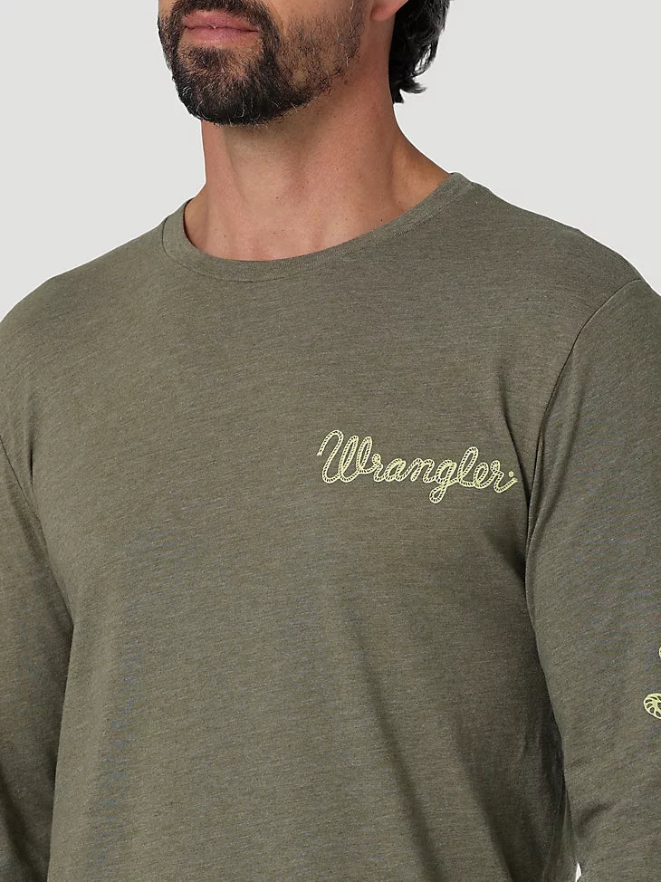 Final Sale ✨ Wrangler Olive Rope Logo Long Sleeve - Image 3