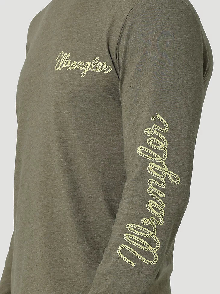 Final Sale ✨ Wrangler Olive Rope Logo Long Sleeve - Image 4