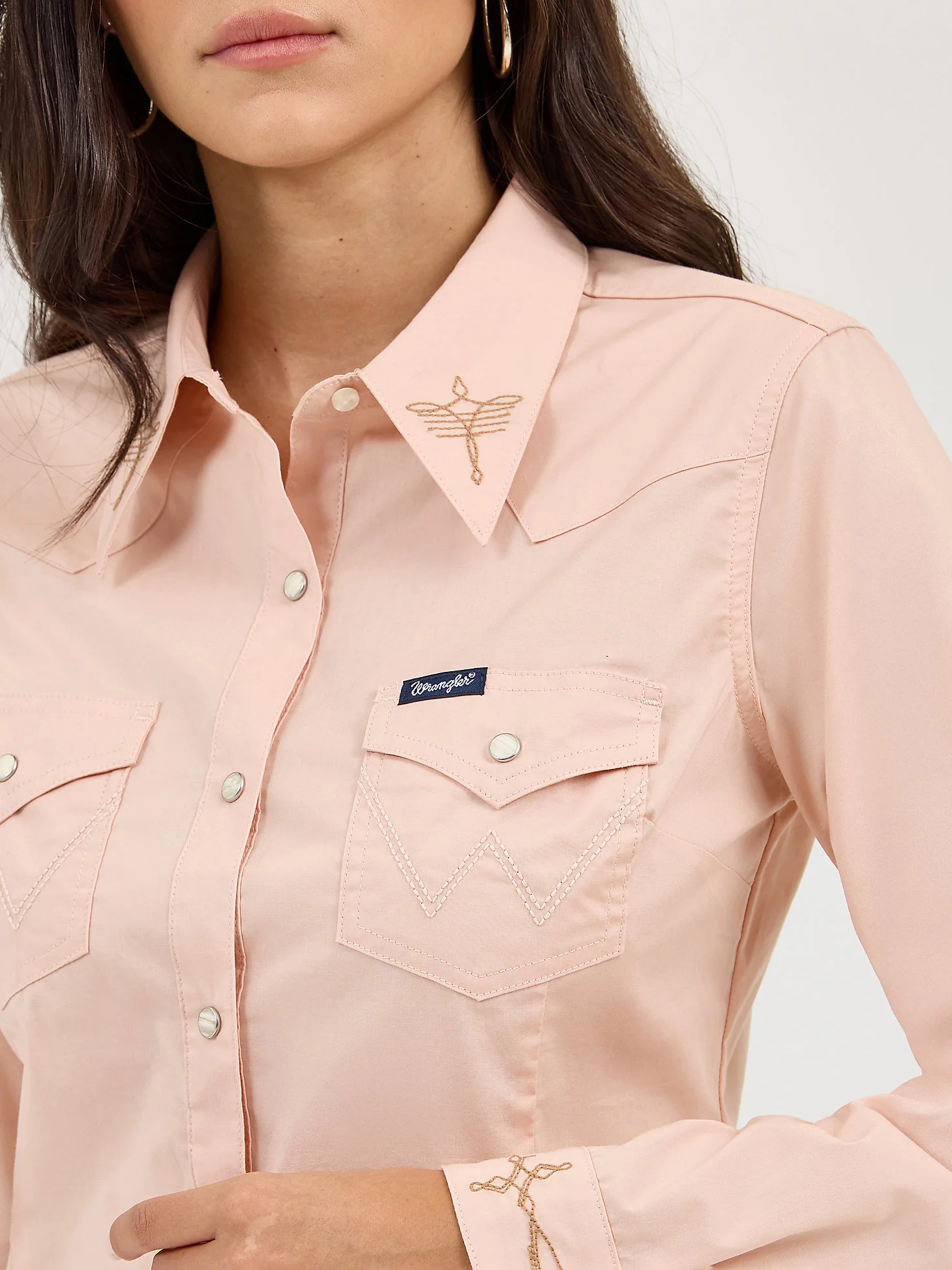 Wrangler Pink Bootstitch Snap Up - Image 2
