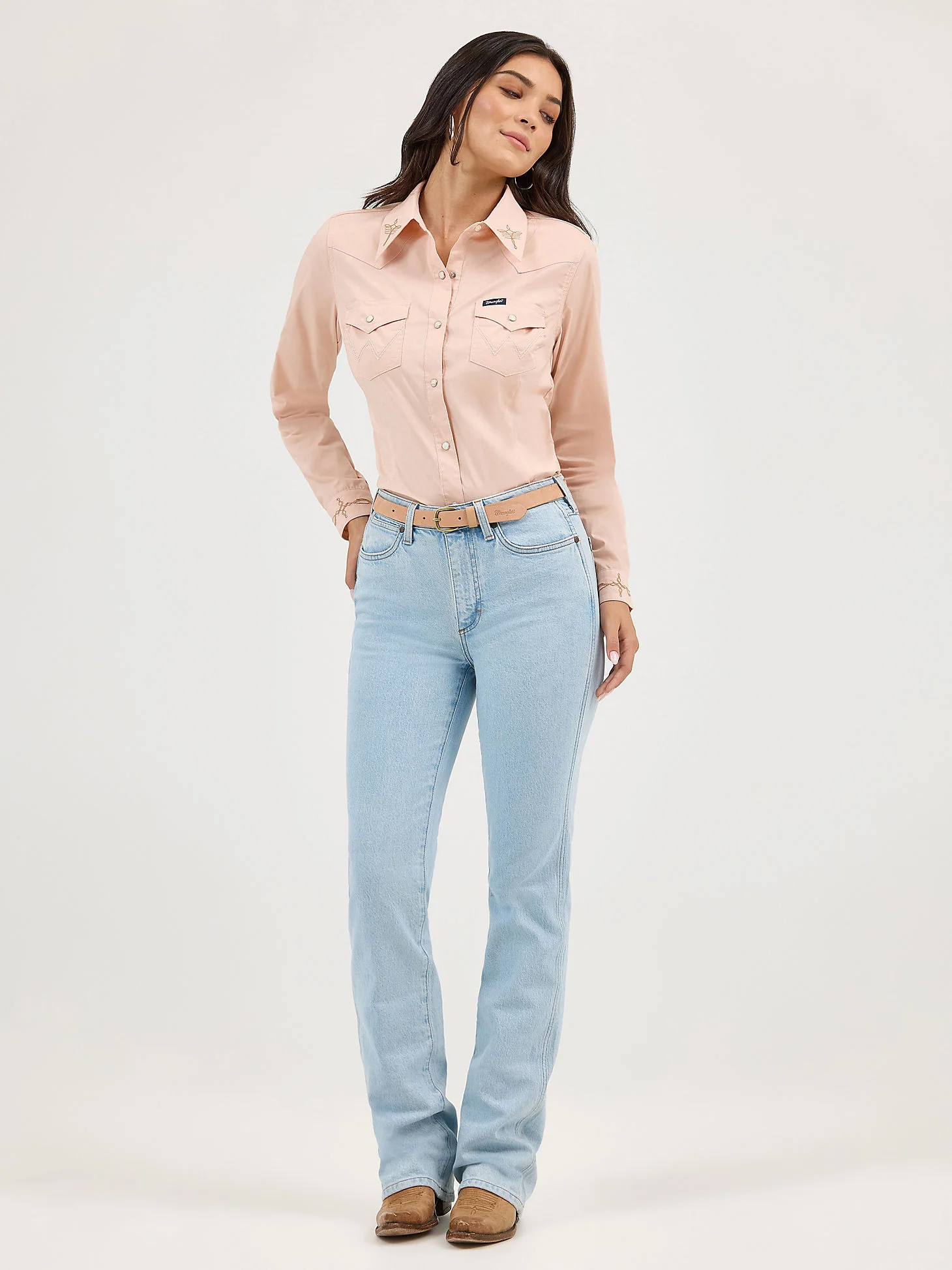 Wrangler Pink Bootstitch Snap Up - Image 4