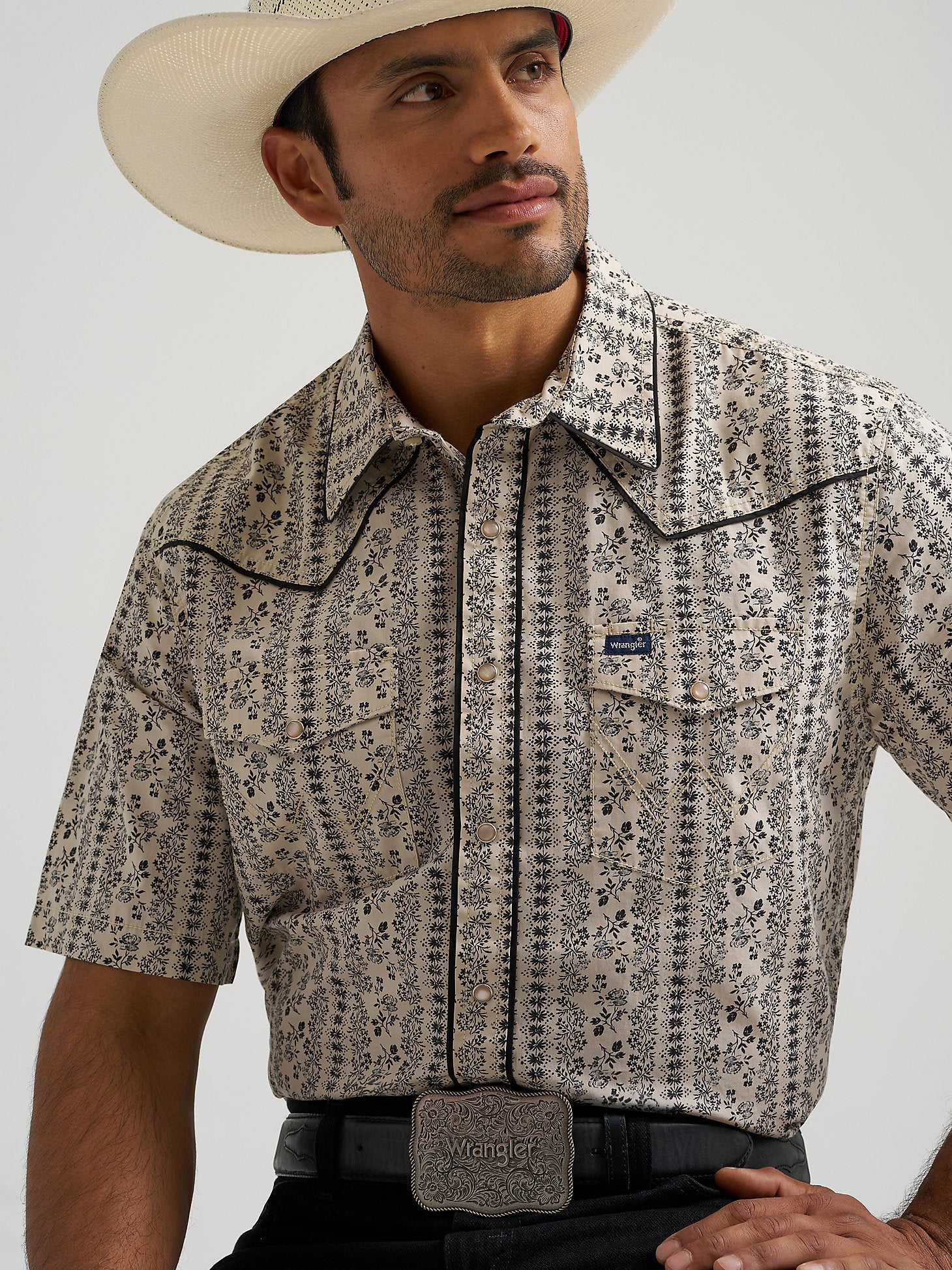 Wrangler Piped Black & White Snap Up - Image 2