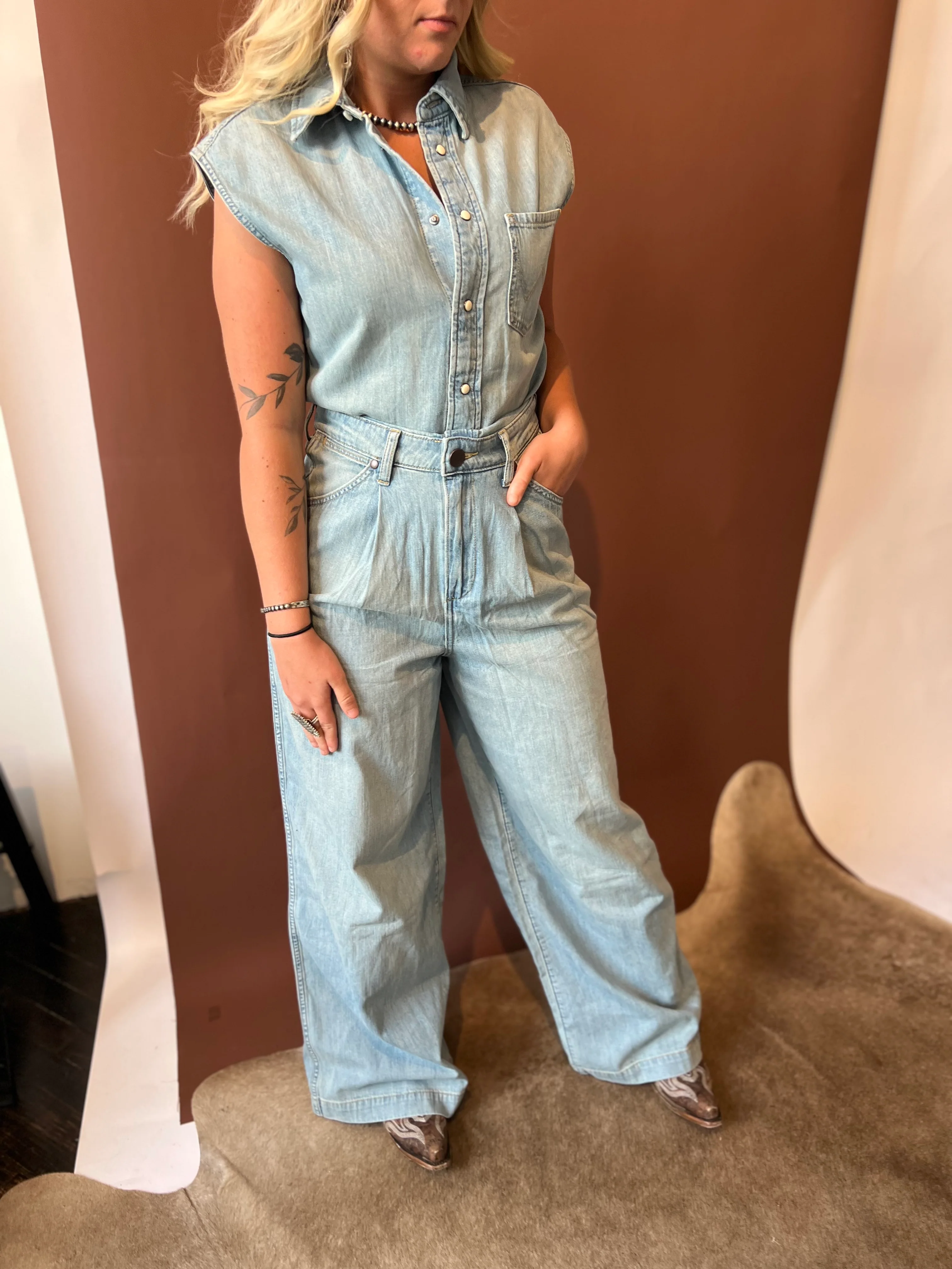 Wrangler Punchy Jumpsuit Bleached - Image 3