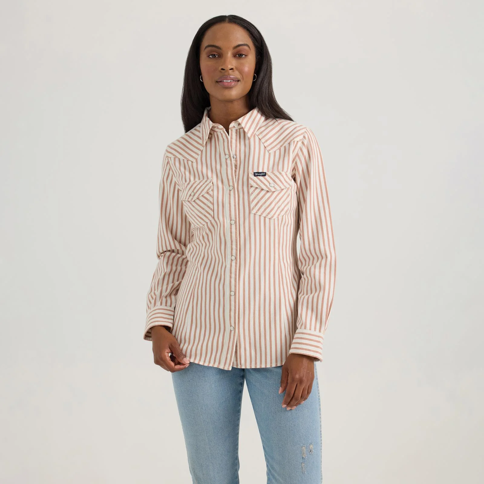 Wrangler Punchy Stripe Tan Women's Snap Up - Image 2
