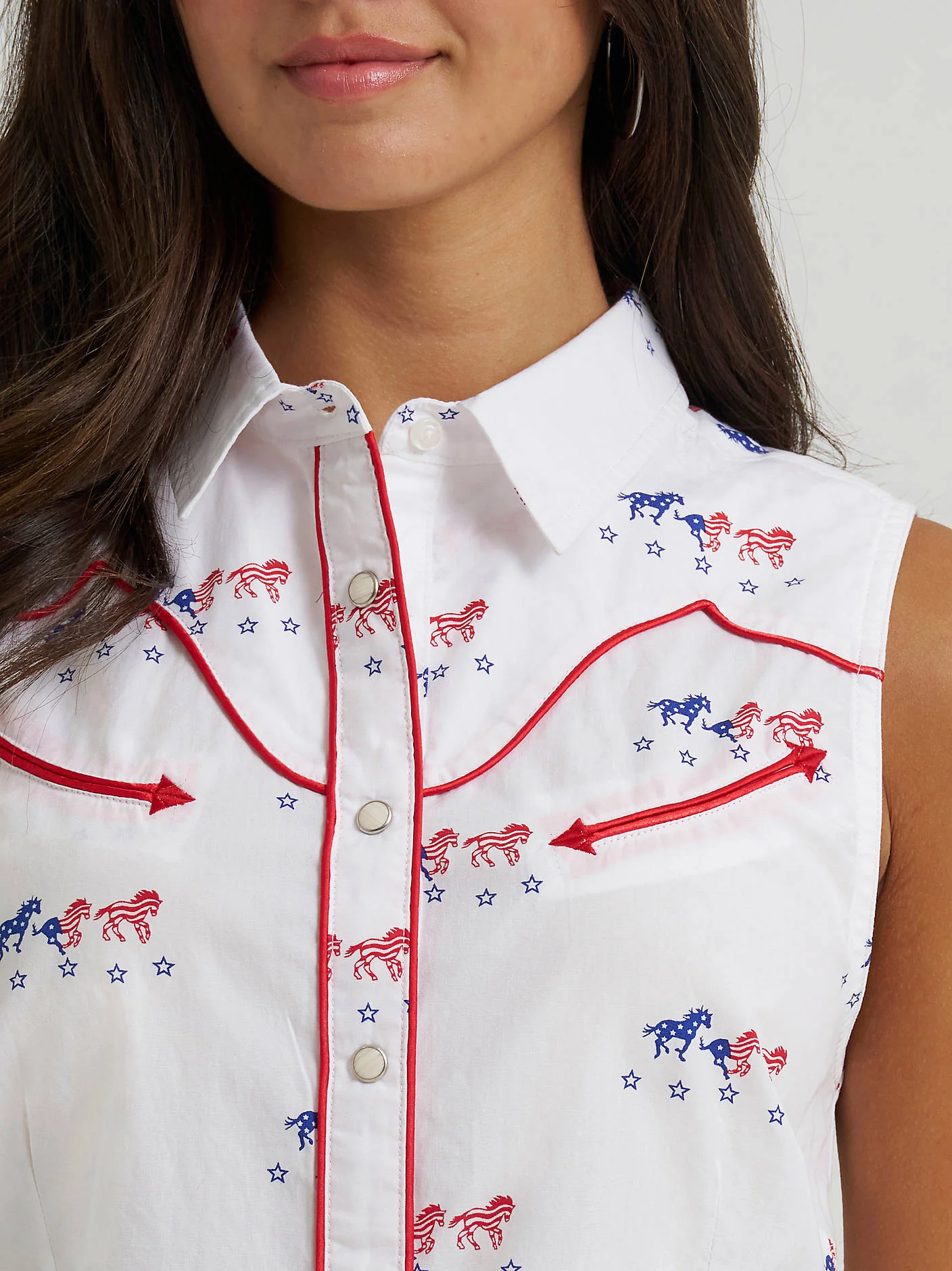 Wrangler Red White Blue Horses Crop  Women's - Image 2