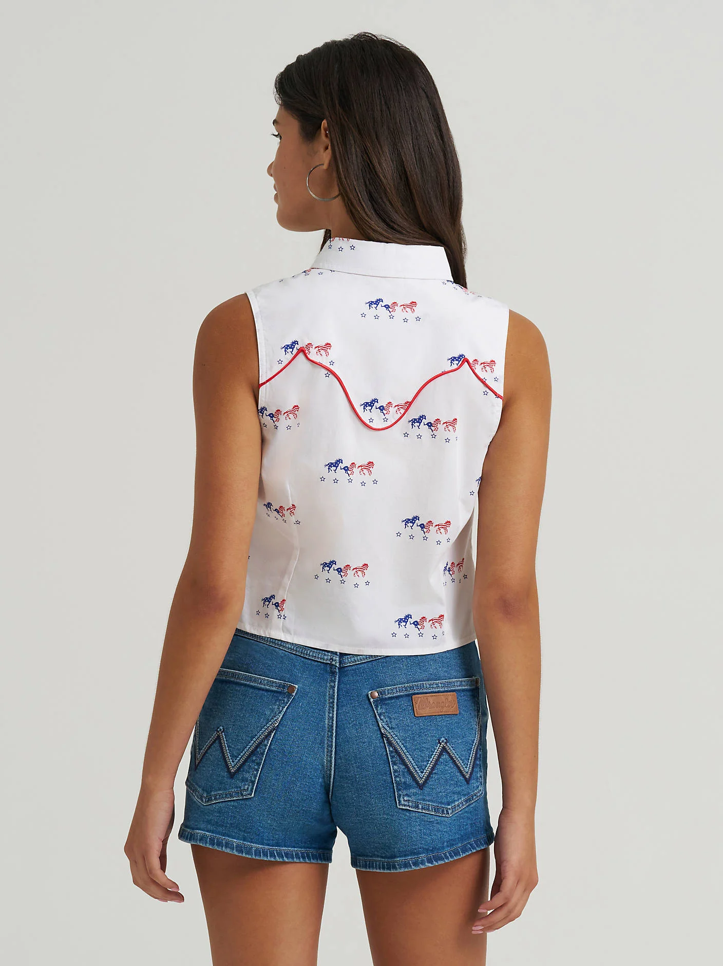 Wrangler Red White Blue Horses Crop  Women's - Image 4