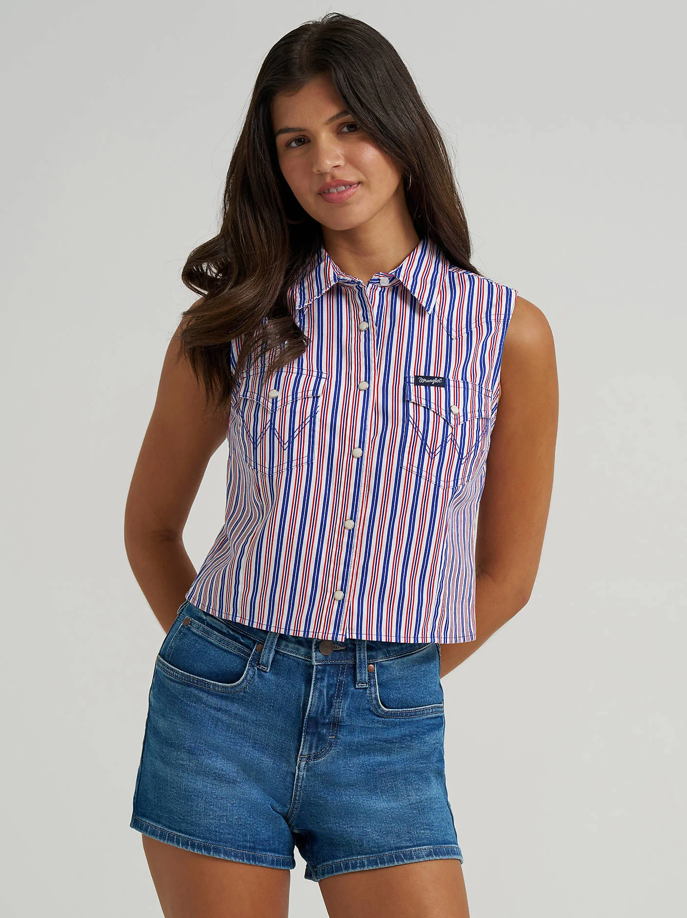 Wrangler Red White Blue Stripe Crop  Women's - Image 2