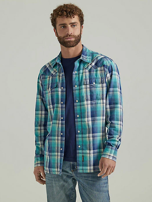 Wrangler Retro Premium Ocean Men's Snap Up - Image 2