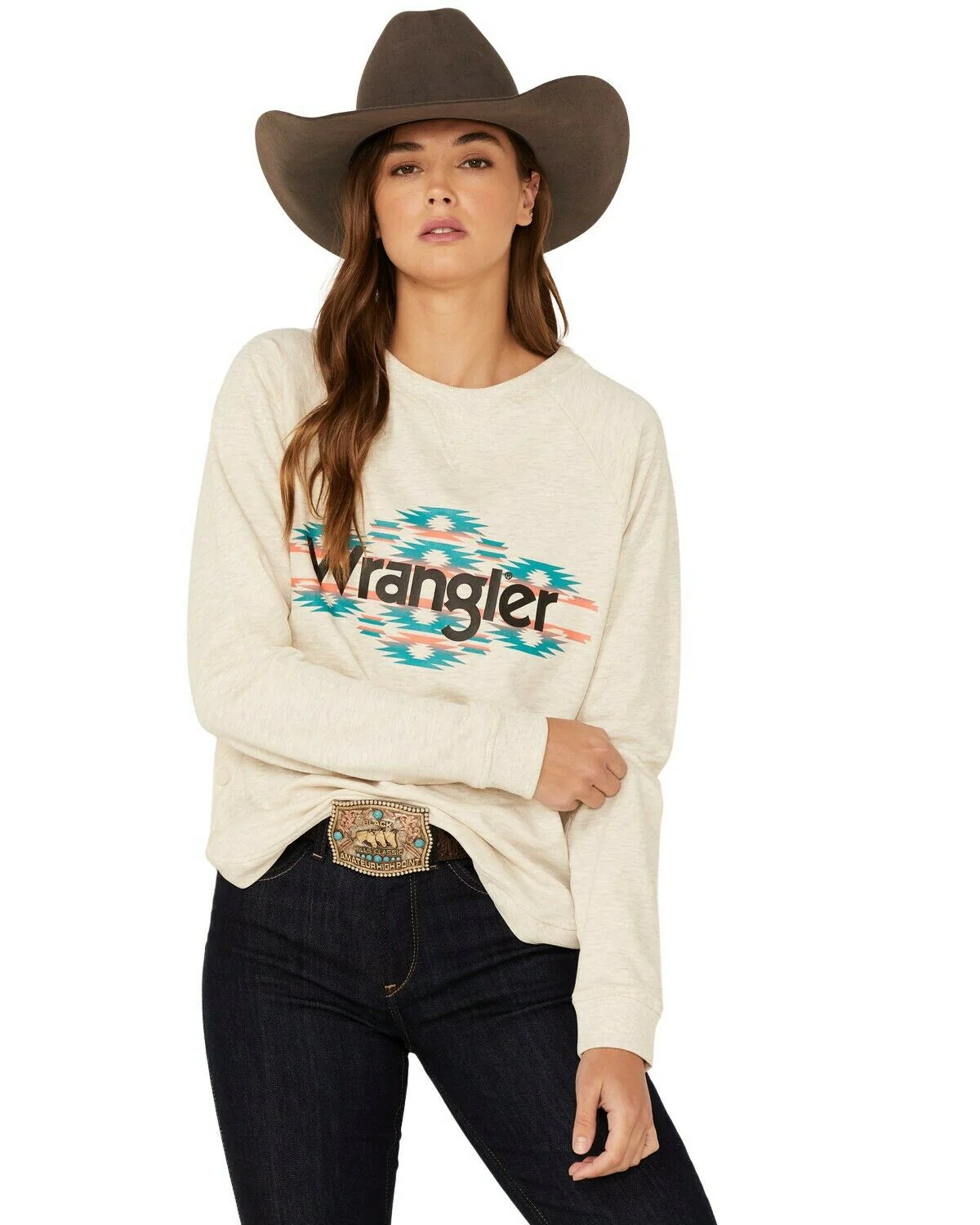 Sale✨ Wrangler Teal Aztec Side Snap - Image 3