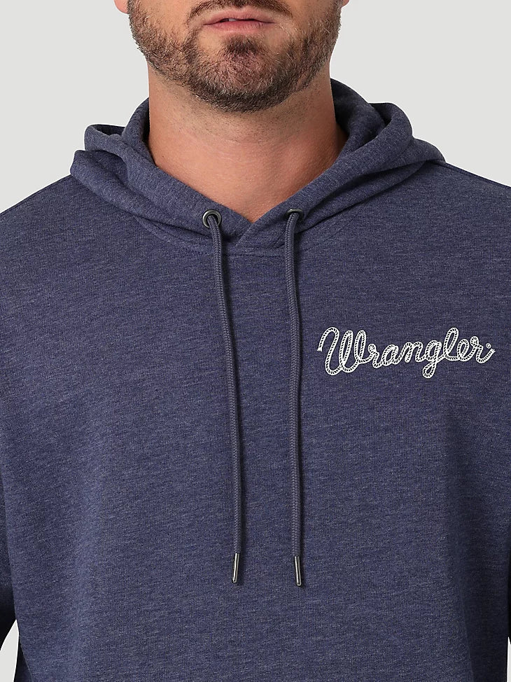 Final Sale ✨ Wrangler Rope Logo Hoodie in Denim Heather - Image 3