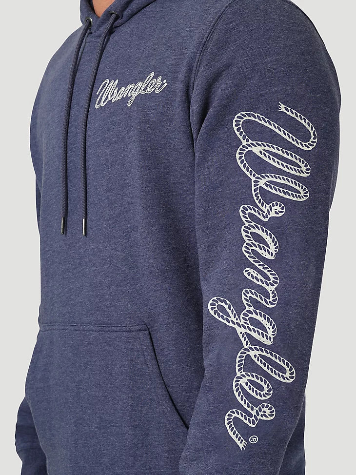 Final Sale ✨ Wrangler Rope Logo Hoodie in Denim Heather - Image 4