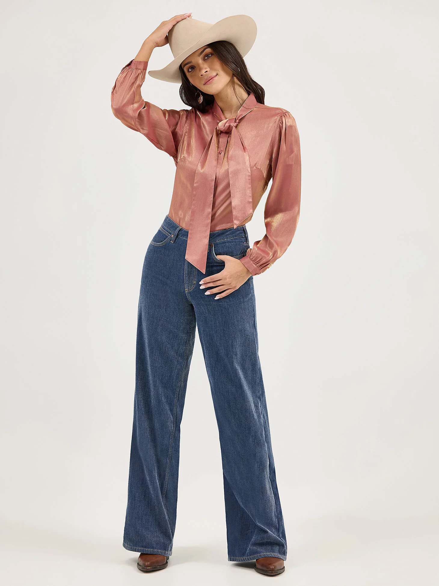 Wrangler Shimmer Rose Gold Blouse - Image 2