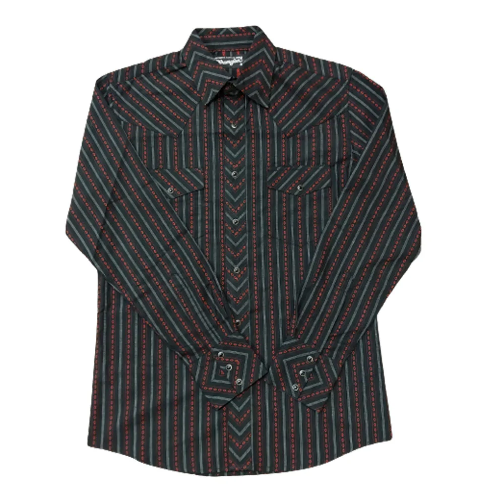 Final Sale ✨ Wrangler Silver Edition Black Print Snap Up
