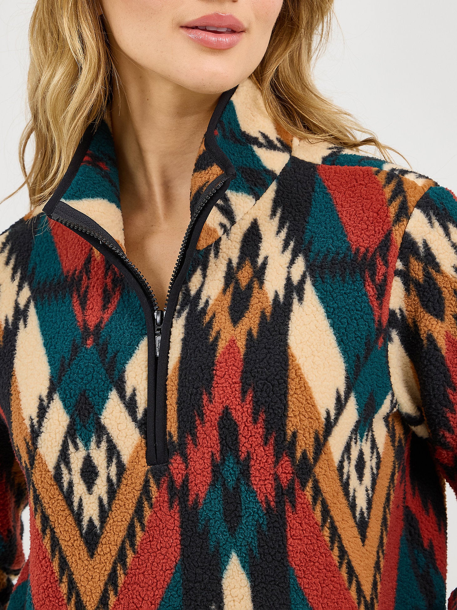 Wrangler Teal Aztec Sherpa Pullover - Image 2
