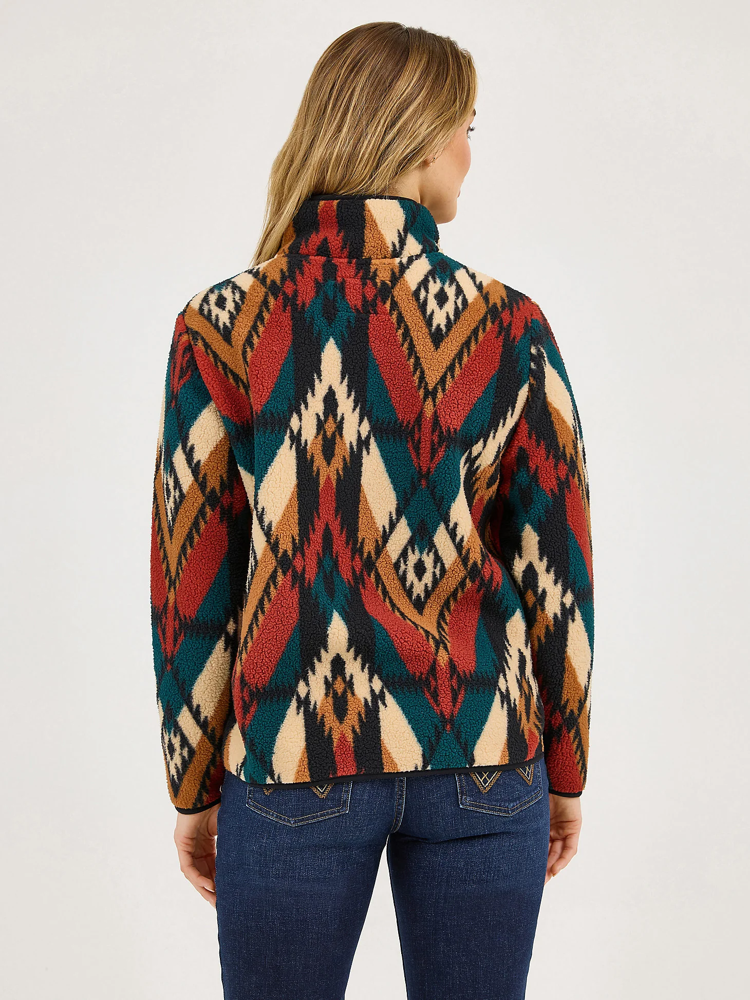 Wrangler Teal Aztec Sherpa Pullover - Image 3