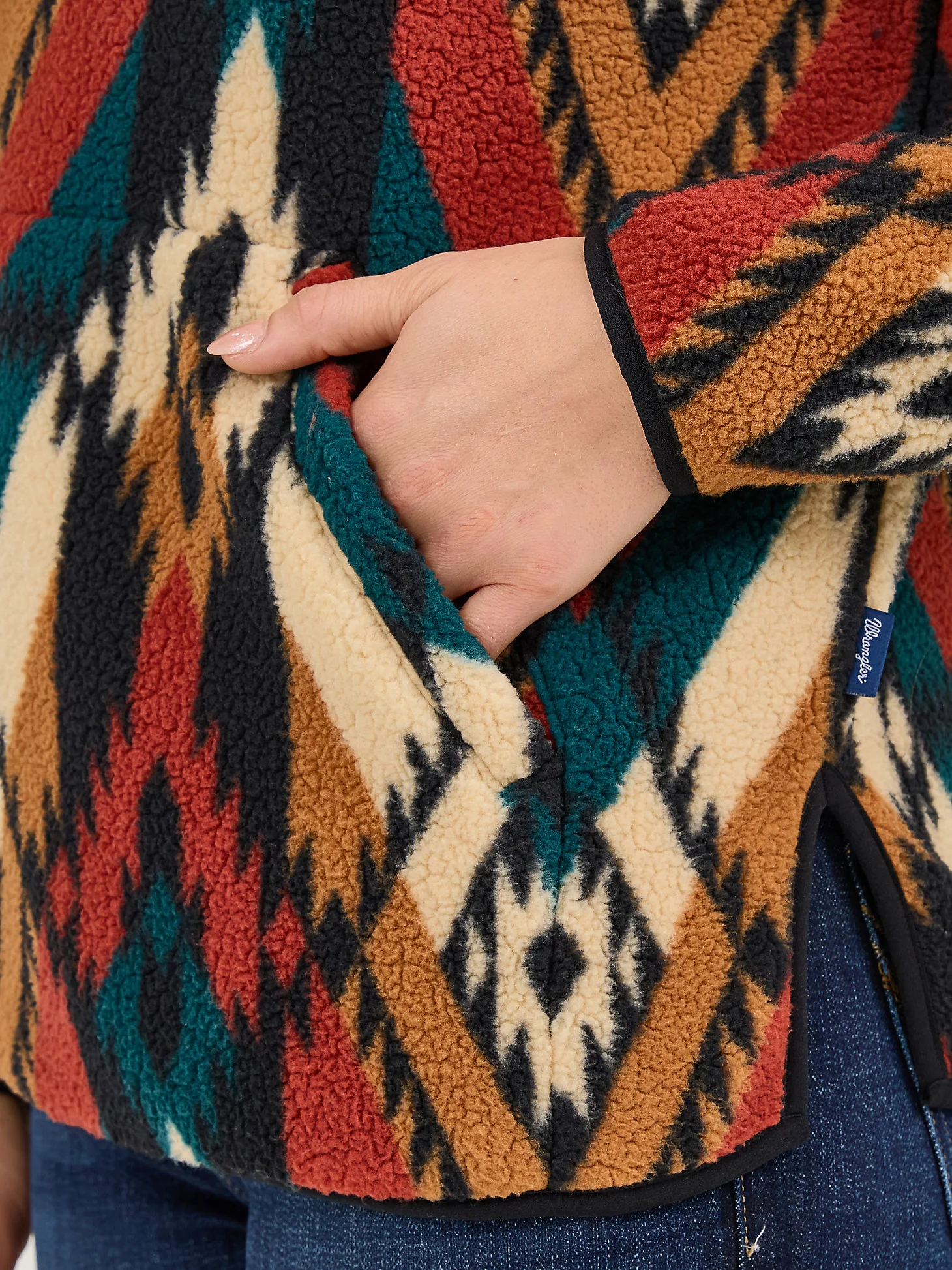 Wrangler Teal Aztec Sherpa Pullover - Image 4