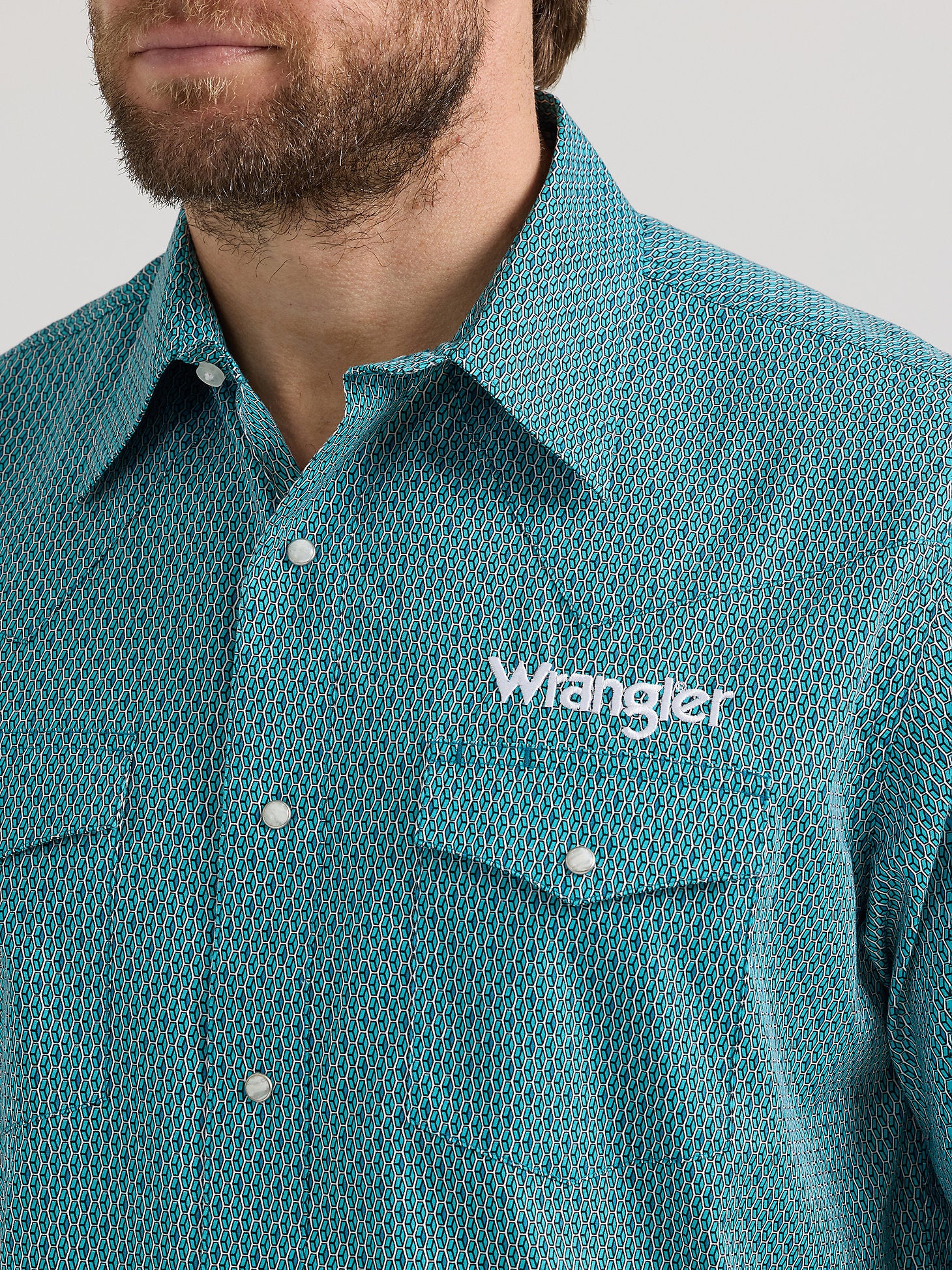 Wrangler Turquoise Logo Men's Snap Up - Image 3