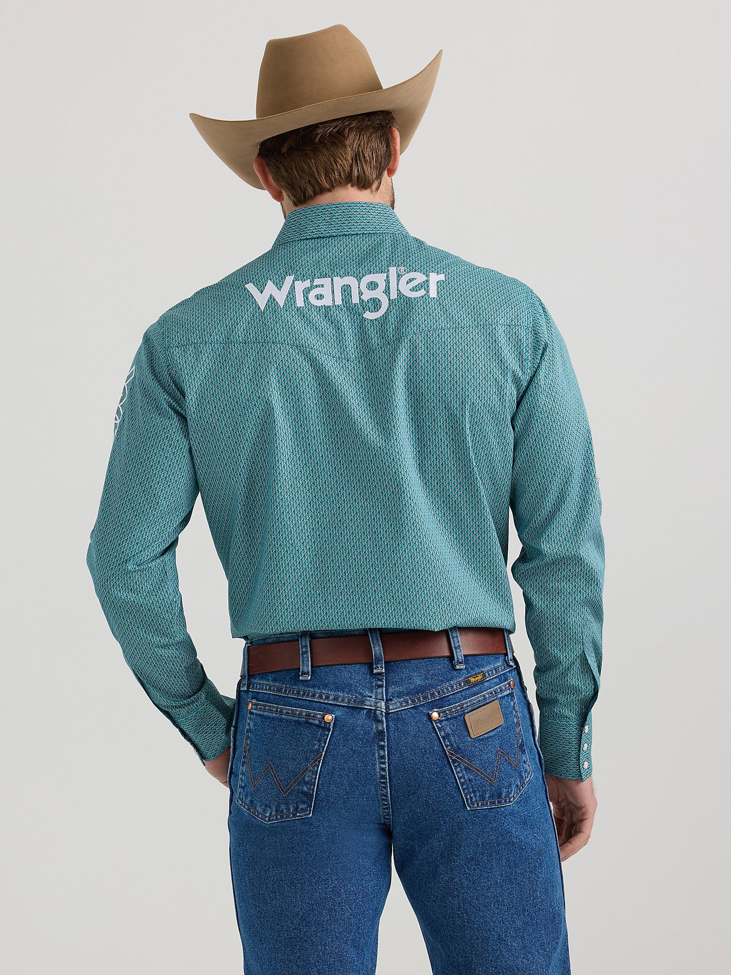 Wrangler Turquoise Logo Men's Snap Up - Image 4