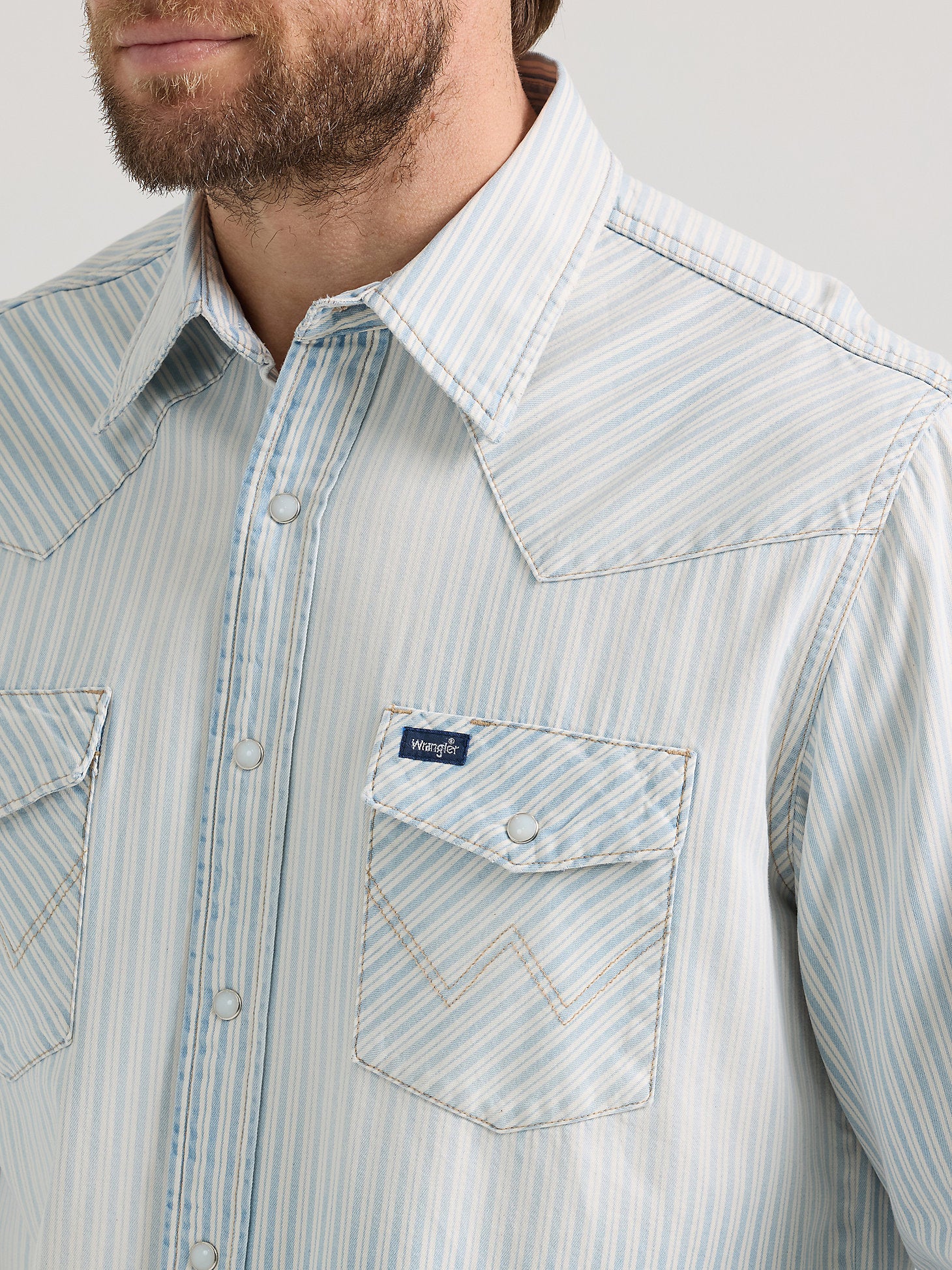 Wrangler Vintage Denim Pinstripe Men's Snap Up - Image 2