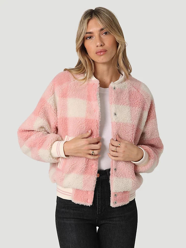 Final Sale ✨ Wrangler Varsity  Sherpa Pink Jacket - Image 3