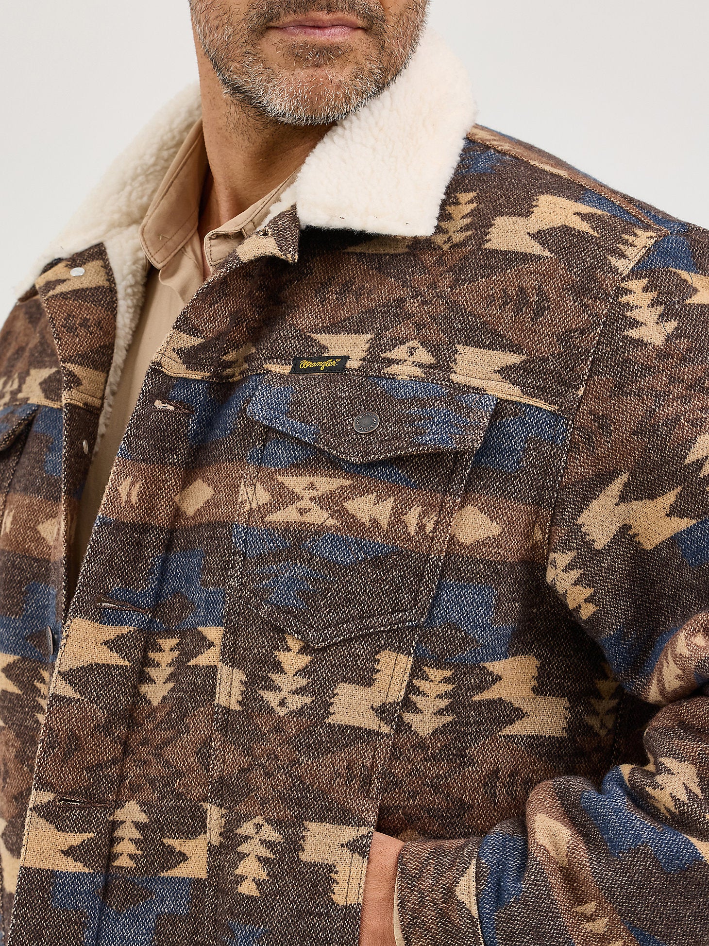 Wrangler Walker Chocolate Sherpa Jacket - Image 3