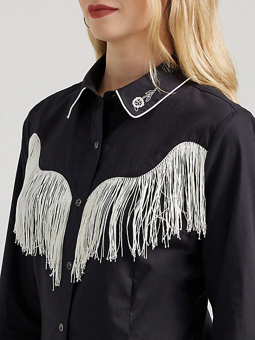 Wrangler Women's Fringe Blouse Snap Up - Image 2