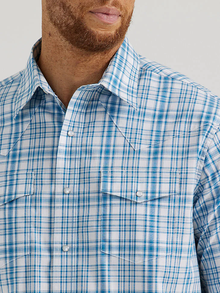 Wrangler Wrinkle Resist Bass Blue Men's Snap Up - Image 2