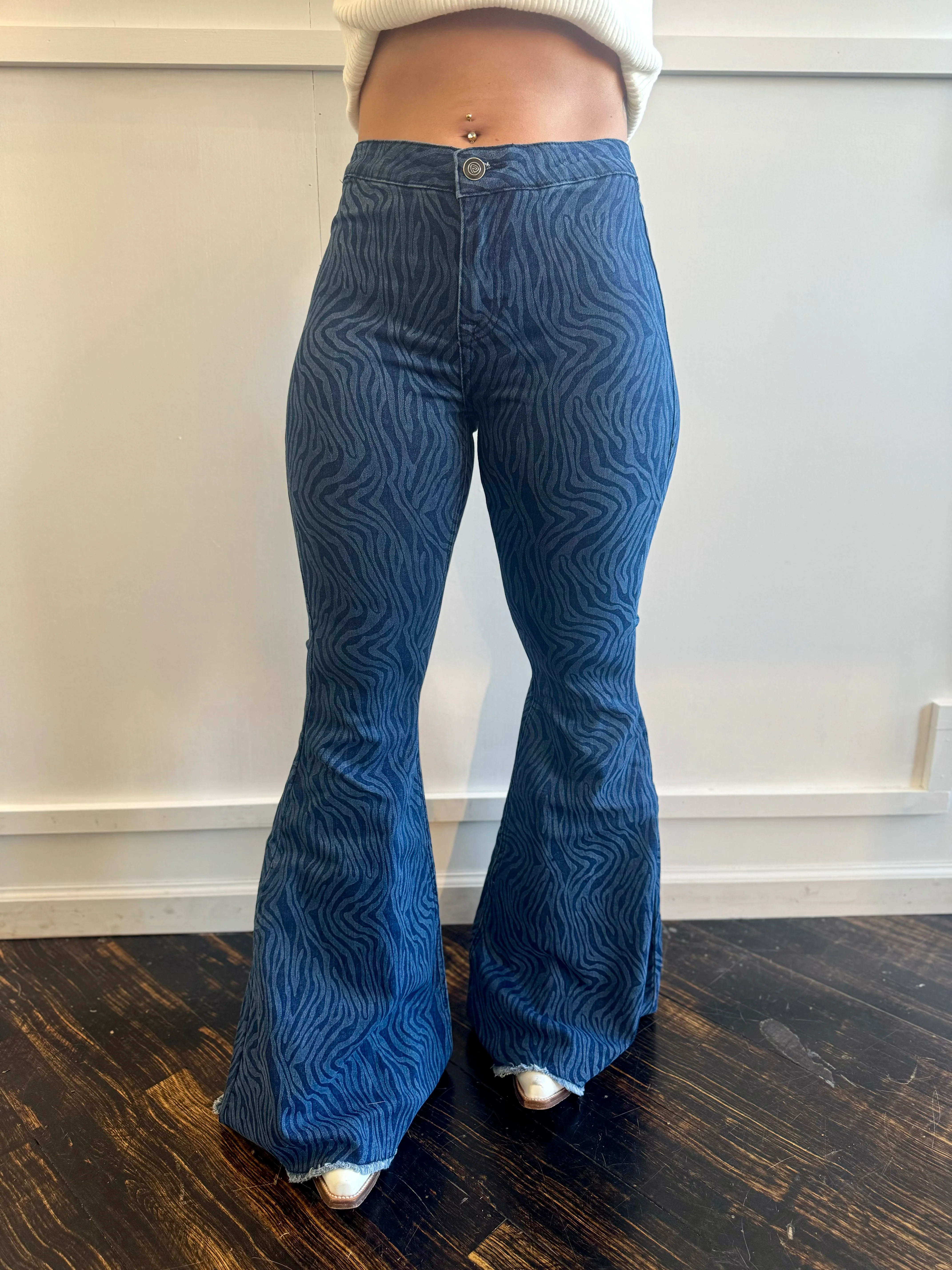 Final Sale ✨Zebra Denim Bell Jeans - Image 2